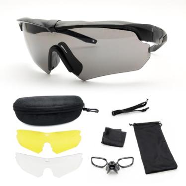 Imagem de Yatrouys Óculos de tiro unissex para uso ao ar livre com 3 lentes intercambiáveis Airsoft (armação preta)