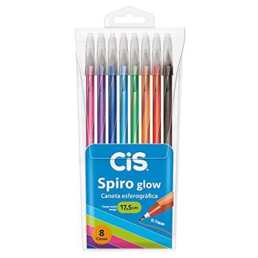 Imagem de Caneta Esferográfica SPIRO GLOW, CIS, Multicor, Estojo com 8 unidades