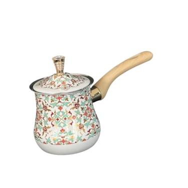 Imagem de Gralara Cafeteira Árabe Derreter Manteiga e Chocolate Multiuso Xarope de Bordo Molho Aquecedor Panela de Derreter Resistente, Padrão Vermelho, 900ml