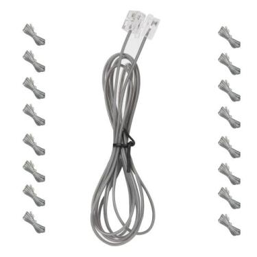 Imagem de Cabo Fio Telefonico RJ11 1 Metro e 60cm Kit 50 uni Fax Telefone Fixo R