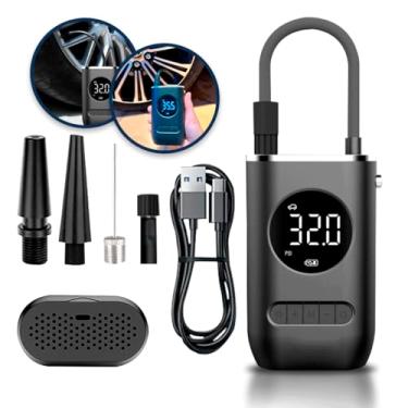 Imagem de Mini Compressor Portátil Prático e Potente para Pneus de Bicicleta, Moto e Carro, Ideal para Encher Bolas e Com Lanterna Integrada.