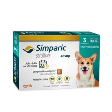 Imagem de Antipulgas Simparic Cães 40mg 10,1 a 20 kg 3 comprimidos