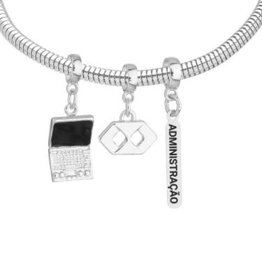 Imagem de Pulseira Profissão Administração Berloque Banhado a Prata 925 - Work S