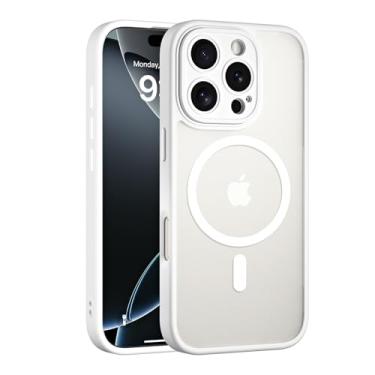 Imagem de COOLQO Capa magnética para iPhone 16 Pro Max, compatível com MagSafe, proteção contra quedas de grau militar de 15 pés, capa protetora traseira translúcida fosca resistente a arranhões à prova de