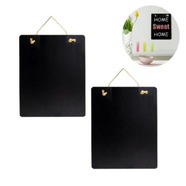 Imagem de 2 Quadro Lousa em Madeira Porta Recados Decoração 30x27cm - Floripa