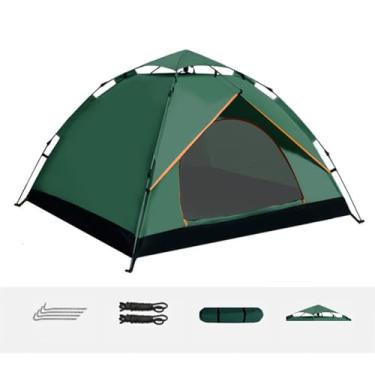 Imagem de Barraca de acampamento para 3 pessoas, barraca pop-up instantânea para acampamento, impermeável, à prova de vento, UV, para caminhadas, acampamento, praia, aventura, festa do pijama (verde)