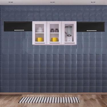 Imagem de Cozinha Itatiaia Luce com Armário Aéreo com 3 Vidros 5 Portas Branco /