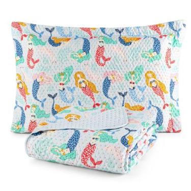 Imagem de Colcha solteiro menina boutis porta travesseiro cobre leito - ENTROU C