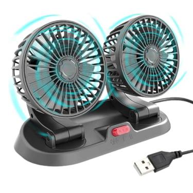 Imagem de Ventilador de painel de carro 12V/24V, ventilador de carro de cabeça dupla, ventilador de caminhão ajustável, ventilador de resfriamento giratório de 360 °, adequado para crianças, barcos, caminhões