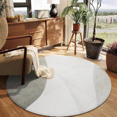 Imagem de Tapete redondo para sala de estar, listrado, cor sólida, luz, luxo, macio, mesa de centro, pelúcia, quarto, cadeira giratória, tapete de chão, SY2463, TD, A, diâmetro 80 cm