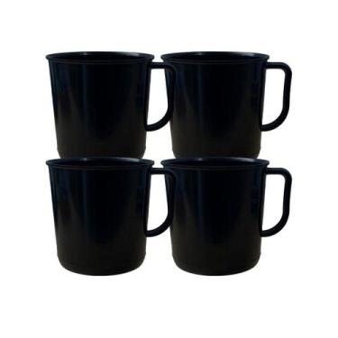 Imagem de  Caneco Militar 500ML Preto 4 Unidades - Braspol, Preto