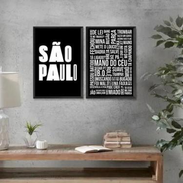 Imagem de Kit 2 Quadros Gírias De São Paulo 45X34Cm - Com Vidro - Quadros On-Lin