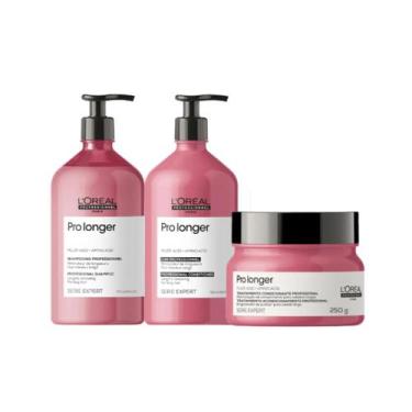 Imagem de Kit loreal pro longer shampoo 750ml+cond 750ml+mascara 250gr