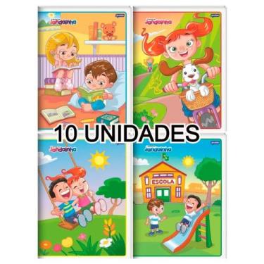 Imagem de Kit 10 Cadernos Brochurão 80 Folhas Capa Flexível Estampas - Materiais