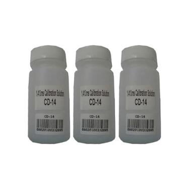 Imagem de Kit 3 Solução Calibração Cd-14 1,413Ms Utilizada Condutivímetro Digita