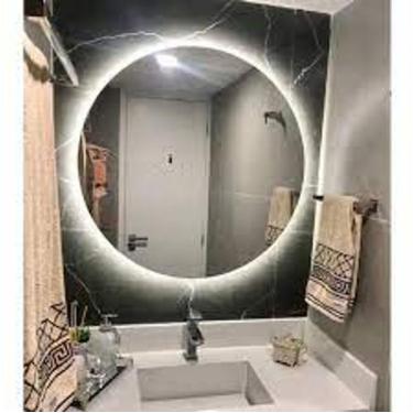 Imagem de Espelho Redondo com Led Lapidado Médio/Grande Decorativo Tendência Sal