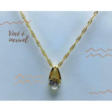 Imagem de Colar e pingente ponto de luz pedra zircônia folheado a ouro 18k - JSL