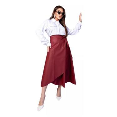 Imagem de Saia Envelope Midi Elegante material sintético Moda Feminina - On.Shop