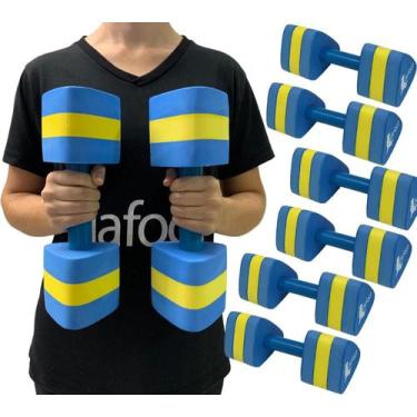 Imagem de Kit 3 Pares Halteres Hidroginástica EVA DF1092 M Dafoca Sports Azul/Am