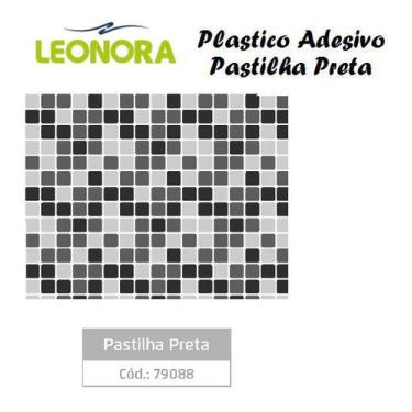 Imagem de Papel Plastico Adesivo Pastilha Preto 79088 Rolo 45cm x 10m - LEONORA