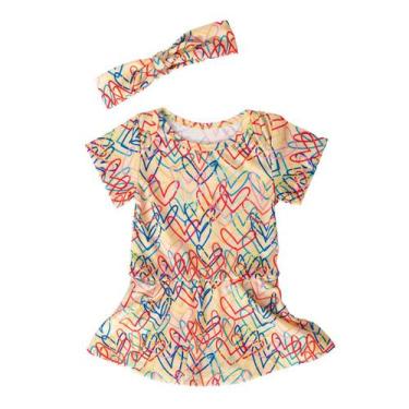 Imagem de Body Vestido Bebê Jasmim Corações Mais Aconchego, Amarelo, 9-12 M