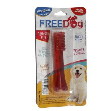 Imagem de Mordedor Freedog Escova Flexível 20g Pet Cão Gato Higiene Bucal - Free