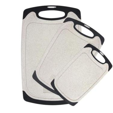 Imagem de Tábuas de corte para cozinha, conjunto de 3 tábuas de corte de plástico com pés antiderrapantes, sulcos de suco, cabo de fácil aderência, livre de BPA, não poroso, seguro para lava-louças, vários