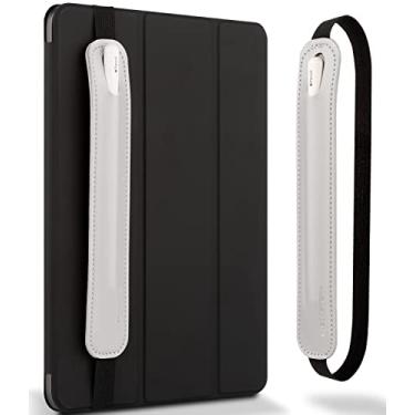 Imagem de Goospery Suporte para lápis compatível com Apple Pencil (1ª e 2ª geração) capa de couro PU com bolso acessório elástico para iPad 8ª 7ª Mini, 5ª/notebook/tablets - cinza claro