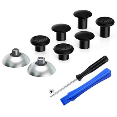 Imagem de eXtremeRate ThumbsGear – joystick ergonômico intercambiável para controle Playstation 4 PS4 Slim PS4 Pro com 3 alturas abobadadas e garras côncavas ajustáveis – Cromado prata e preto