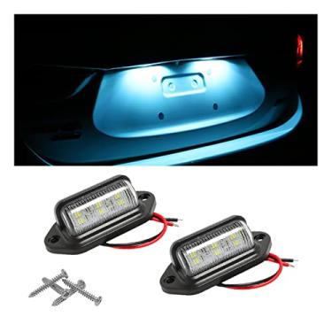 Imagem de 2 peças de luz LED para placa de carro 12V/24V à prova d'água 6-SMD lâmpada traseira para a maioria dos carros, caminhões, trailers, ônibus, luz de cortesia degraus, luzes de cúpula/carga (azul gelo)