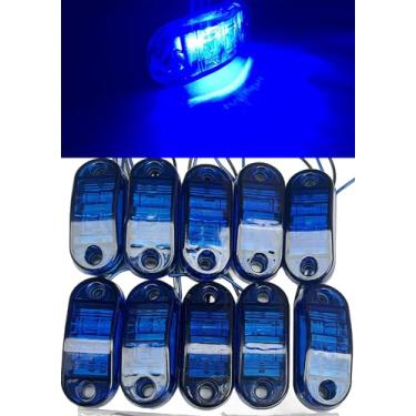 Imagem de Atocayiso 10 peças de luzes de reboque LED de 6 cm 4 diodos à prova d'água luzes de sinalização oval para caminhão barco RV azul