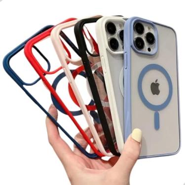 Imagem de Capa Case Capinha Clear Premium Compatível com Mag-Safe para Carregamento com Indução Para iPhone 15 Pro (Rosa Claro)