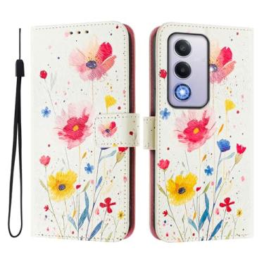 Imagem de Capa carteira para Oppo K12x 5G, 3 compartimentos para cartão, 1 compartimento para dinheiro, capa flip de couro PU com padrão fofo, capa com fivela magnética à prova de choque, compatível com sem fio