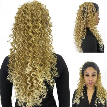 Imagem de Cabelo Aplique Loiro Cacheado Organico Fibra Tela Grande - Loja Dinka