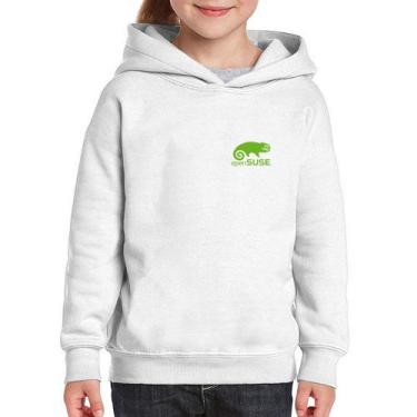 Imagem de Moletom Infantil openSUSE Linux - Foca na Moda, Branco, 14