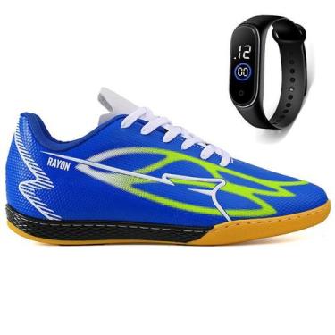 Imagem de Kit Chuteira Futsal Futebol Salao Quadra Sintetica + Relogio Adulto - 