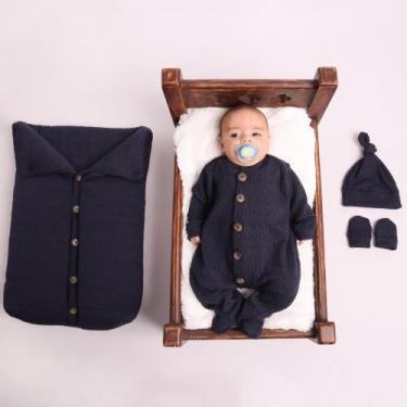 Imagem de Saída De Maternidade Em Tricot Roupinha De Bebê - Asas de Anjo, Azul
