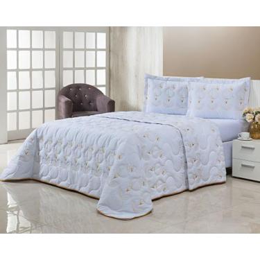 Imagem de Cobre Leito Bordado Cama King 3 Peças Dupla Face 180 Fios Branco - THA