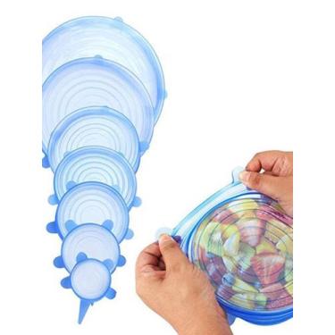 Imagem de Kit 6 Tampas Panela Silicone Universal Reutilizável Elástica Tampas Si