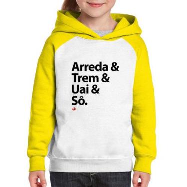 Imagem de Moletom Infantil Arreda & Trem & Uai & Sô - Foca na Moda, Branco, Amar