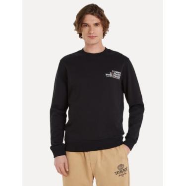 Imagem de Moletom Tommy Jeans Masculino Regular Crewneck Established 1985 Preto,