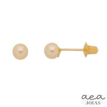 Imagem de Brinco De Pérolas Bebê Infantil 3mm Em Ouro 18k Com Garantia - AEA Car