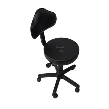 Imagem de Cadeira secretaria mocho podóloga estética - para dentista,manicure, tatuador,  corano preto