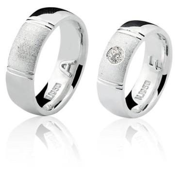 Imagem de Aliança em Prata 925 Anatomica com Pedra AL97 - Natália Jóias, Prata