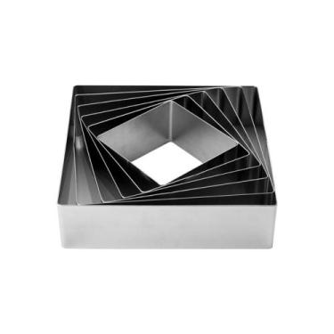 Imagem de Molde Cortador Quadrado 17x17x5 de Aço Inox para Receitas Culinarias d