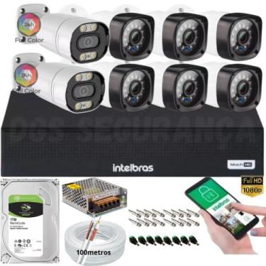 Imagem de Kit 8 Cameras Seguranca full 1080p c/ 2 Cameras Full color Dvr Intelbr
