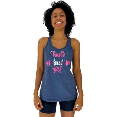 Imagem de Regata Feminina Recorte Nadador MXD Conceito Hustle Hard Girl, P, Azul