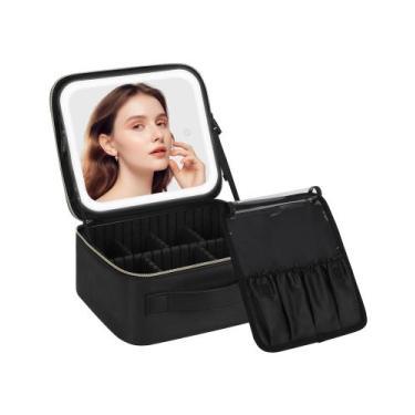 Imagem de Bolsa de Maquiagem Chomeiu com Espelho LED - Estojo de Viagem para Mul