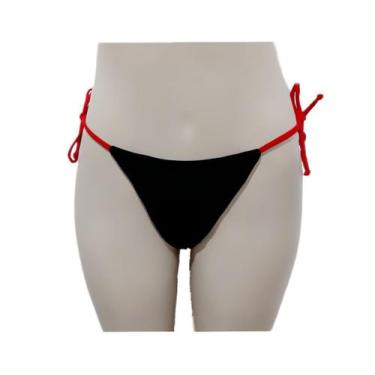 Imagem de Biquíni calcinha preto com vermelho avulsa fio dental duas cores - RAY