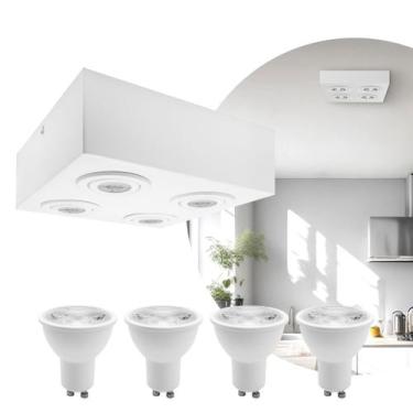 Imagem de Spot Plafon Box Sobrepor Mr16 Quadruplo Direcionável Branco + Led - Il